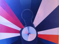 Carmen Valbuena Avalancha de verticales oleo sobre tela 100 x 100 cm 2016